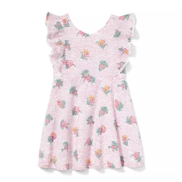 Girls Janie and Jack dress Pink Flutter Sleeve Sundress floral size 5 - Picture 1 of 10